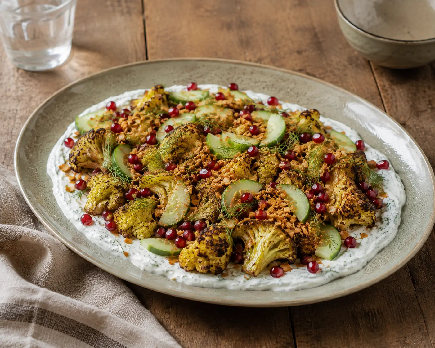 Cauliflower with Curry, Coconut, and Pomegranate